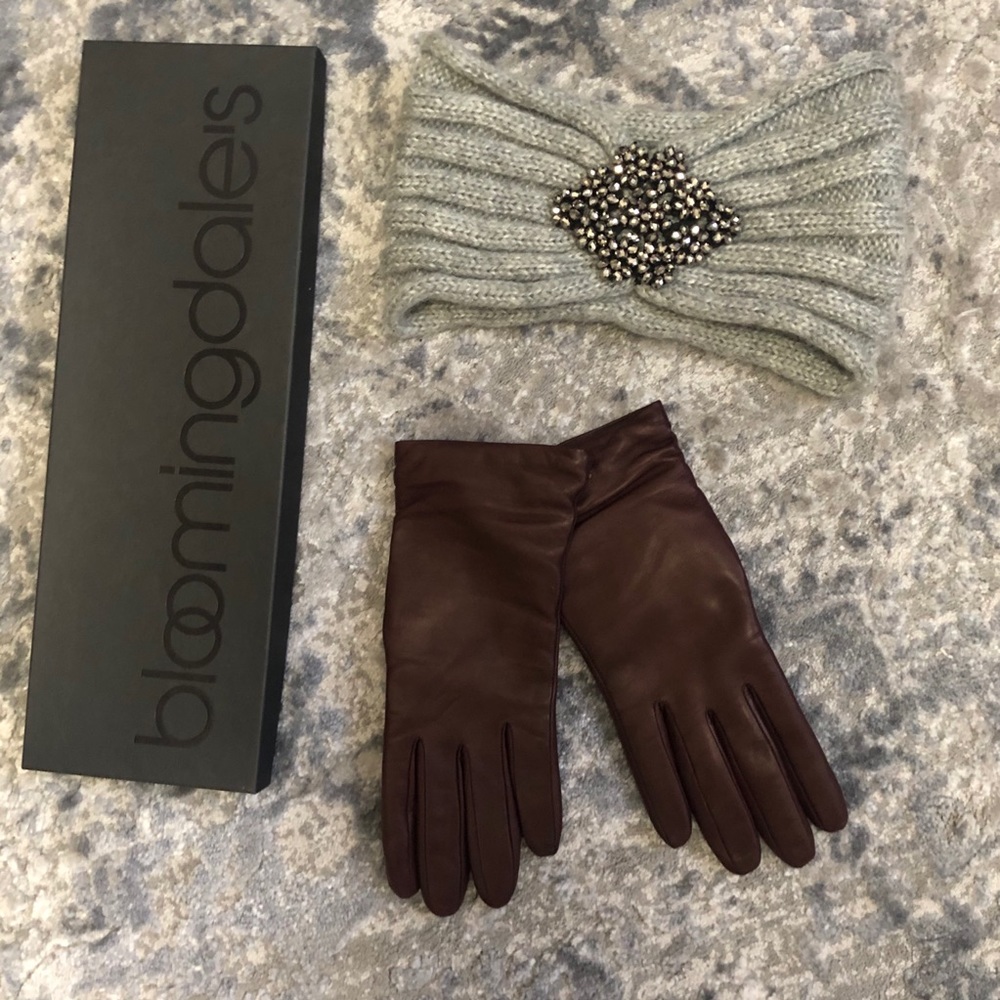 BLOOMINGDALES Cashmere Lined Leather Gloves - 7